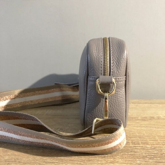 Elie Beaumont Gray Crossbody Tassel Bag with Champagne Strap - Picture 4 of 12